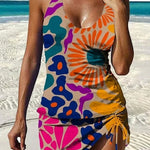 Faith floral graphic tankini with shorts, tummy control