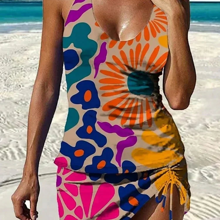 Faith floral graphic tankini with shorts, tummy control