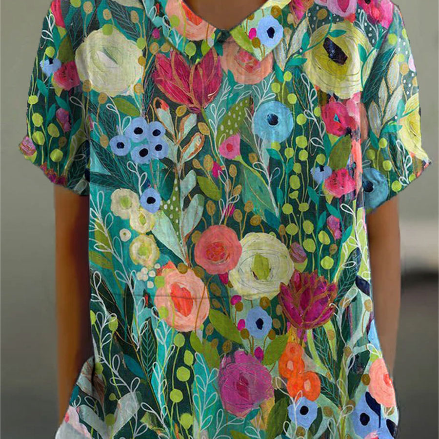 Diana - Watercolour Floral Blouse