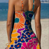 Faith floral graphic tankini with shorts, tummy control