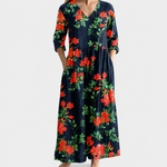 Juliet navy maxi dress with red poppies, view 2