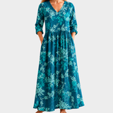Phoebe teal maxi dress with white florals, view 2