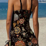 Faith floral graphic tankini with shorts, tummy control
