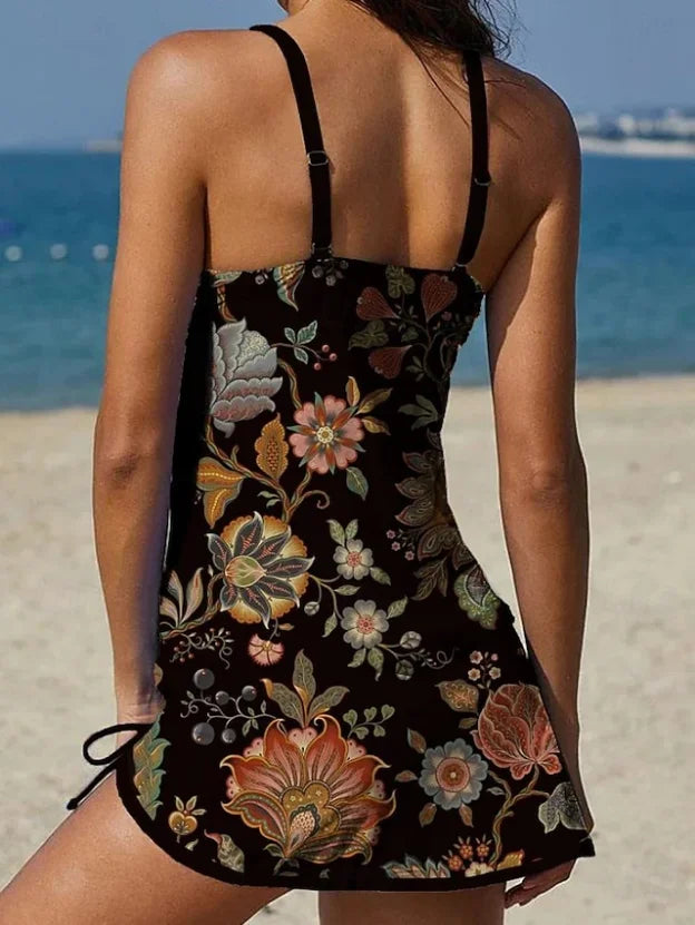 Faith floral graphic tankini with shorts, tummy control