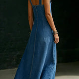 Vera long denim button-down dress for women