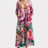 Alyssa pink watercolour floral maxi dress, view 2