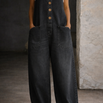 Saylor vintage washed cotton denim overalls for women