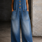 Saylor vintage washed cotton denim overalls for women