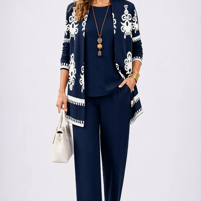 Sharon elegant three-piece set in Navy, view 7