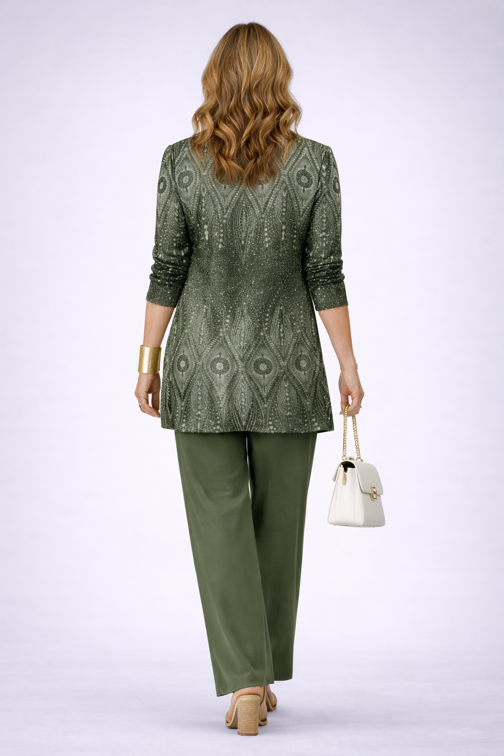 Pamela olive green three-piece set, view 3
