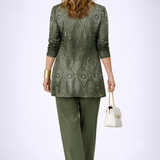 Pamela olive green three-piece set, view 3