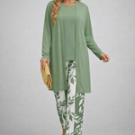 Colleen sage green three-piece set, front view