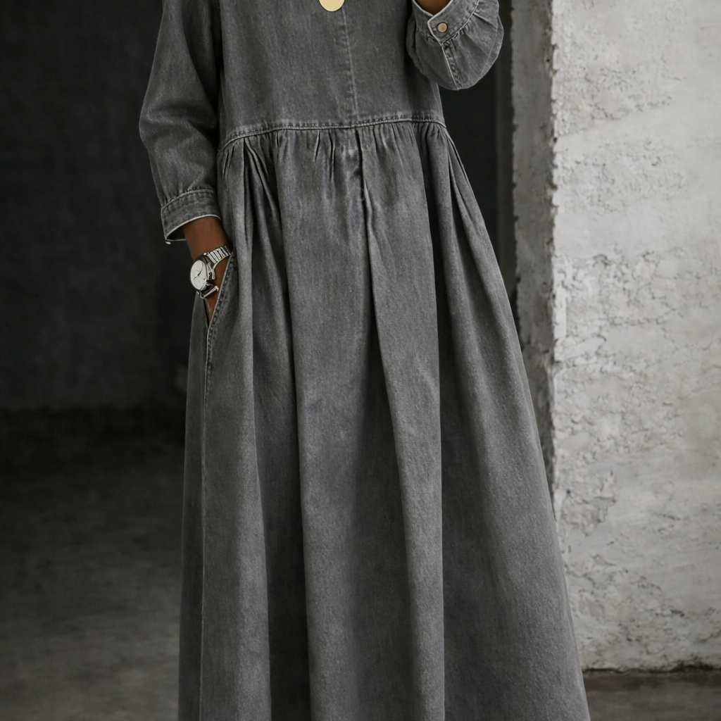 Clara - Peter Pan Collar Denim Dress