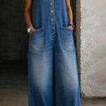 Saylor vintage washed cotton denim overalls for women