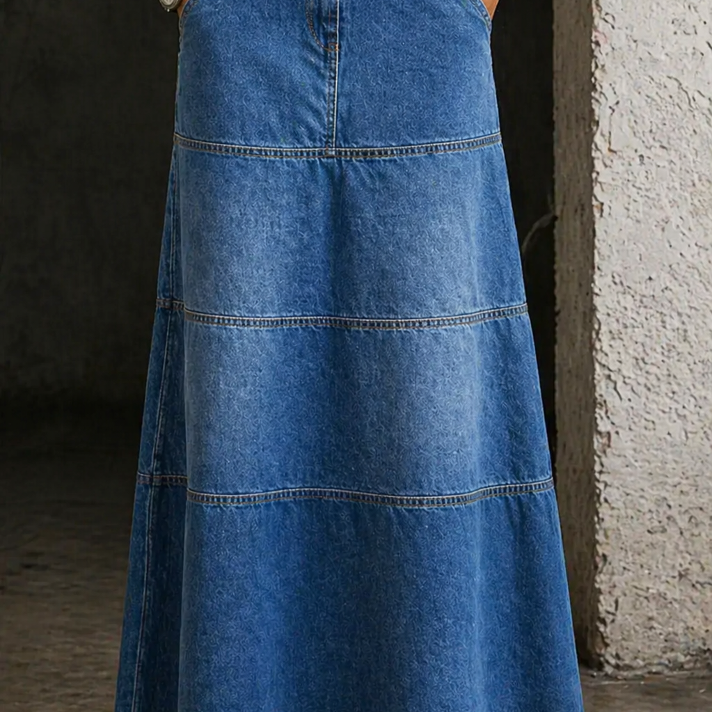 Mary - Mid-Length Denim Skirt