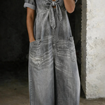 Olga short-sleeve jumpsuit with V-neck, relaxed fit
