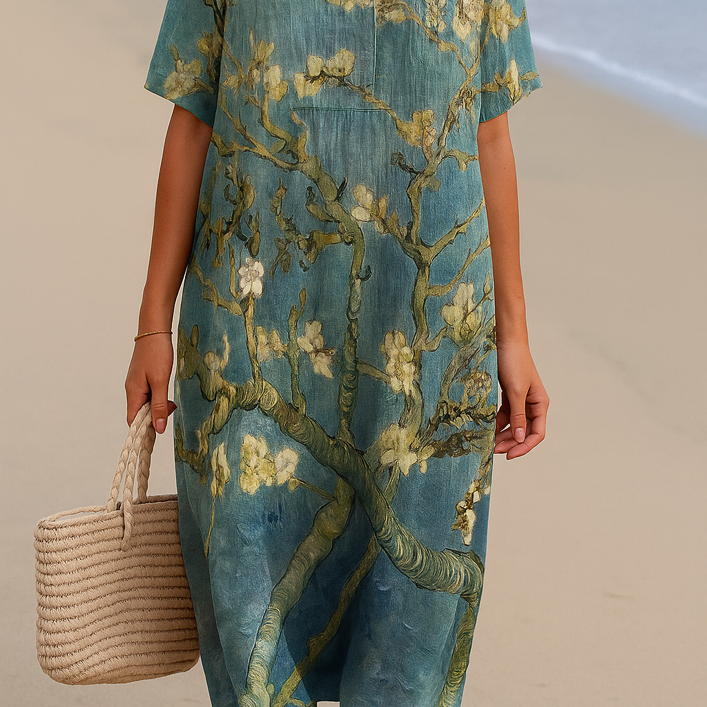 Karen - Floral Dress in Aqua Green