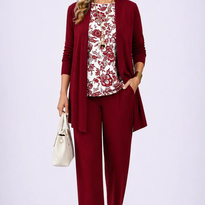 Sharon elegant three-piece set in Deep Red, view 6