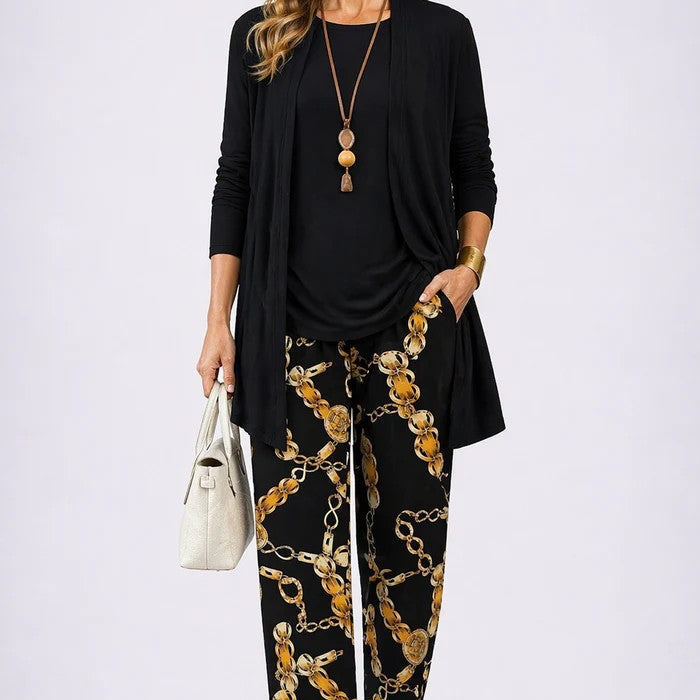 Sharon elegant three-piece set in Black & Gold, view 10