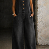 Saylor vintage washed cotton denim overalls for women