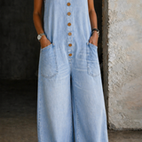 Saylor vintage washed cotton denim overalls for women
