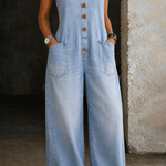 Sadie vintage washed cotton denim overalls for women