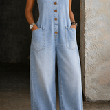 Sadie vintage washed cotton denim overalls for women
