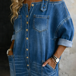 Sophia off-shoulder denim jumpsuit for women