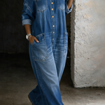 Sophia off-shoulder denim jumpsuit for women
