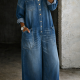 Sophia off-shoulder denim jumpsuit for women