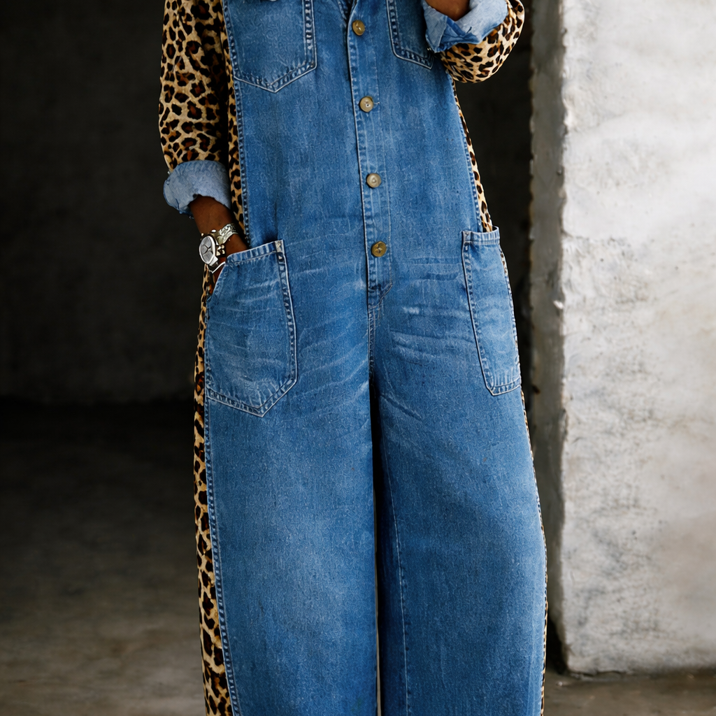 Amanda - One Piece Denim Shirt Jumpsuit