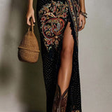 Amber - Bohemian Printed Dress with Deep V-Neck