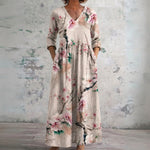 Piper cream maxi dress with cherry blossom, front view