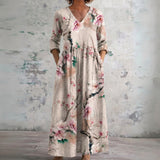 Piper cream maxi dress with cherry blossom, front view