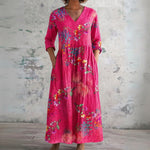 Sammi fuchsia maxi dress with garden florals, front view