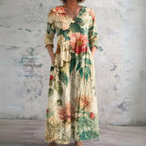 Rhonda cream vintage floral maxi dress, front view