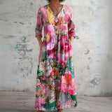 Alyssa pink watercolour floral maxi dress, front view