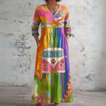 Ellie retro Kombi print maxi dress, front view