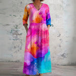 Ashleigh sunset watercolour maxi dress, front view
