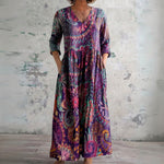 Nikki purple paisley swirl maxi dress, front view