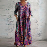 Nikki purple paisley swirl maxi dress, front view