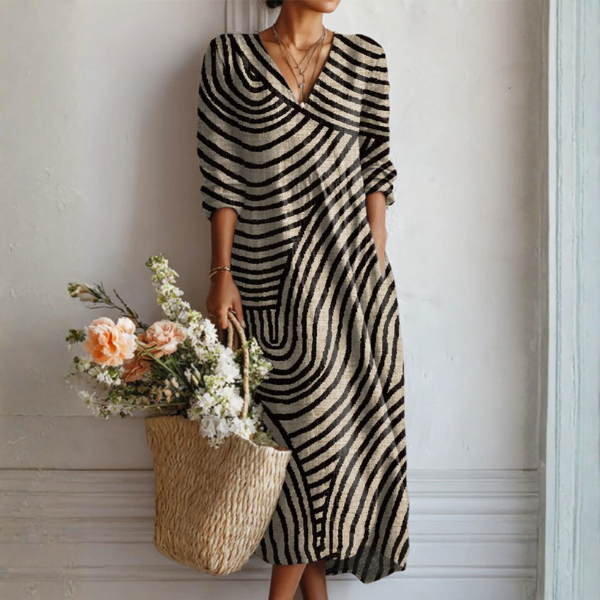 Shelley - Black and White Dress with Zebra Stripes