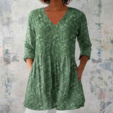 Jarrah - Green Blouse with Tonal Dragonfly Print
