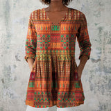 Georgina - Orange Blouse with Ethnic Patchwork