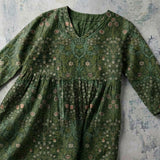 Sophie - Olive Blouse with Fine Floral Print