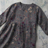 Alice - Grey Blouse with Scattered Flowers