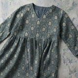 Cheree - Slate Blue Blouse with Ornate Medallions