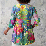 Beatrice - Blouse with Bright Watercolour Florals