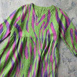 Imogen - Green and Purple Blouse with Brushstroke Stripes