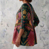 Tessa - Dark Blouse with Butterfly Wing Print